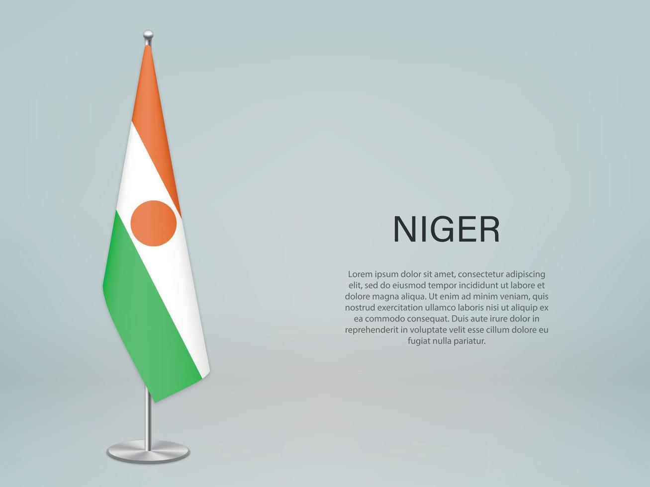 bandiera appesa del niger sul supporto. modello per banner conferenza vettore