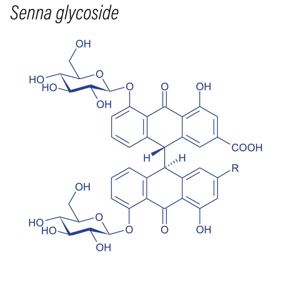 formula scheletrica vettoriale del glicoside senna.