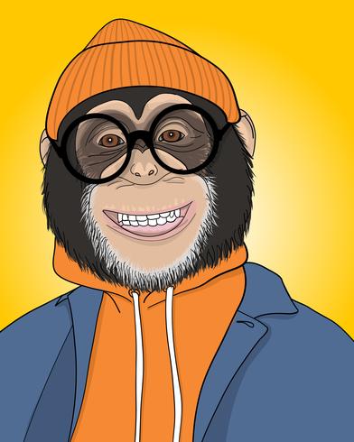 Illustrazione di scimmia sorridente fresca disegnata a mano vettore