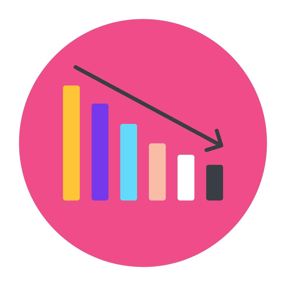 uno stile piatto colorato dell'icona del grafico di recessione vettore