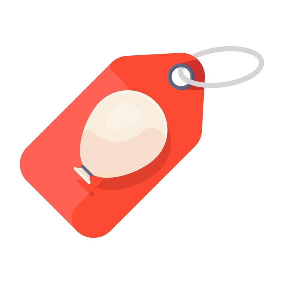 palloncino su un tag, una perfetta icona piatta di un tag party vettore