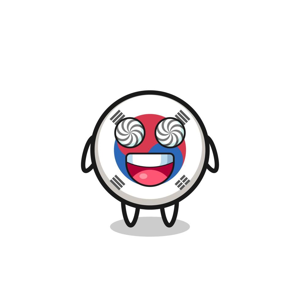 simpatico personaggio della bandiera della Corea del Sud con occhi ipnotizzati vettore