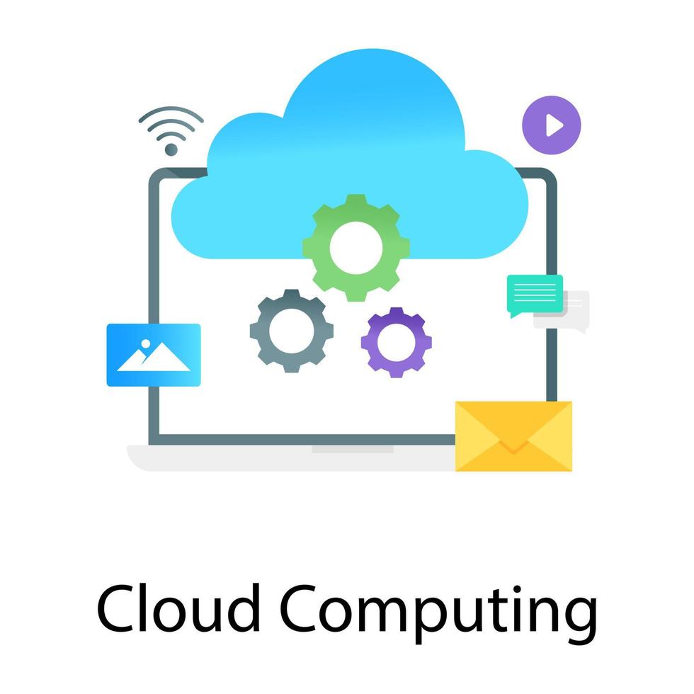 vettore concettuale gradiente di cloud computing, data center con cloud