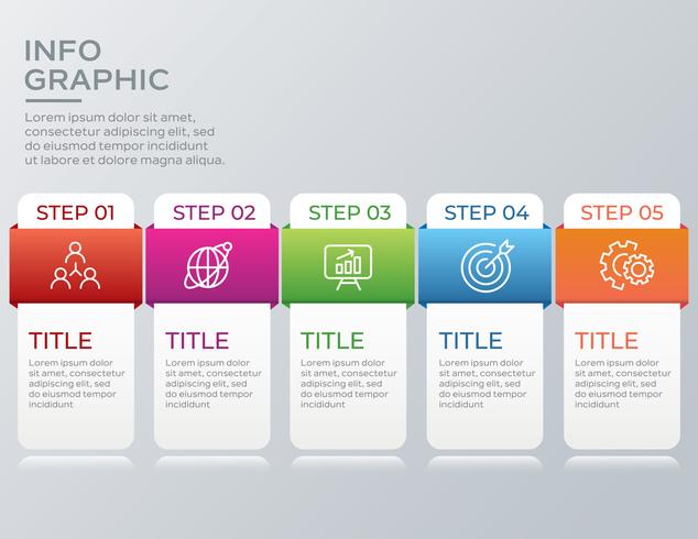 Infografica business moderno con cinque passaggi vettore