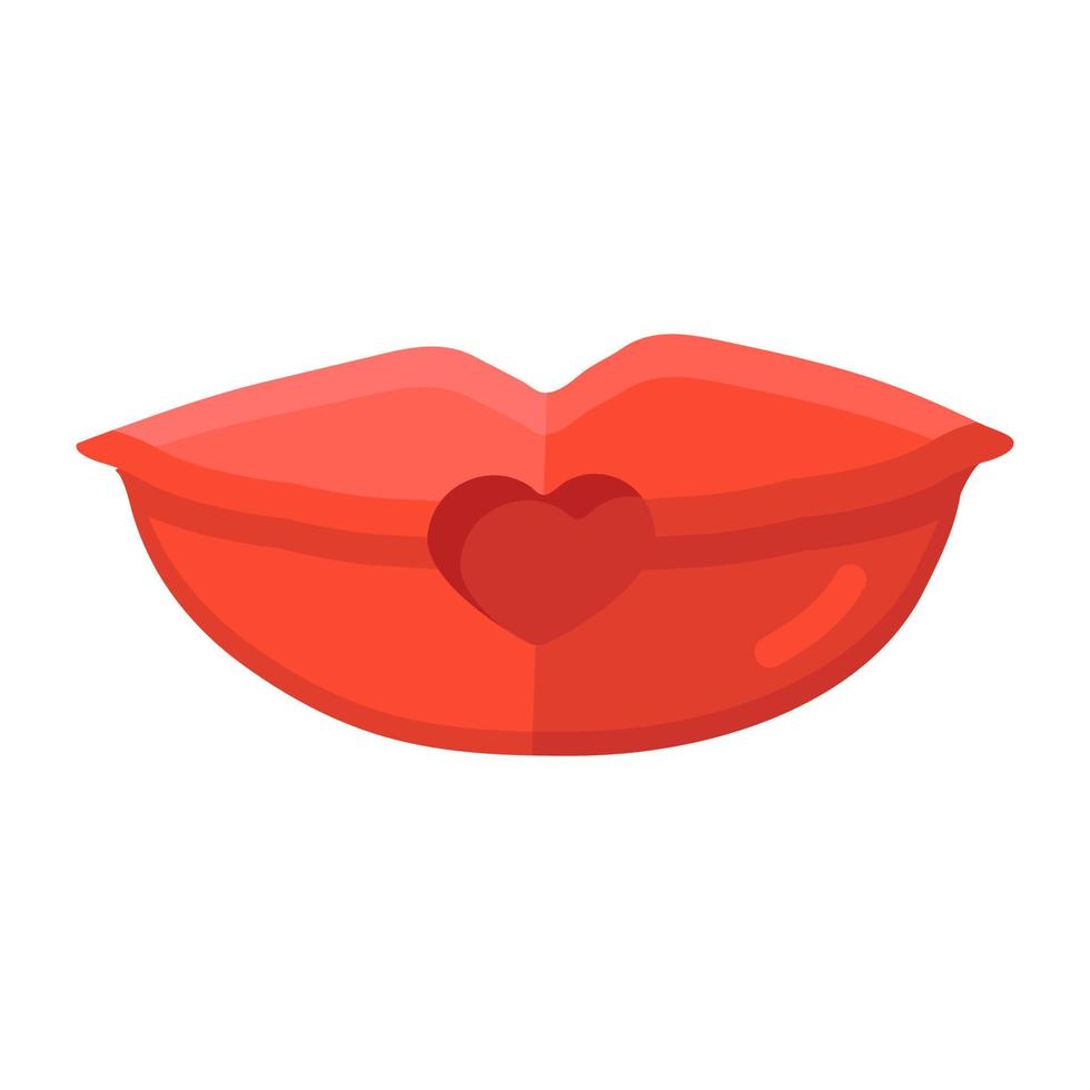 labbra con amore che mostrano l'icona del bacio in design piatto vettore