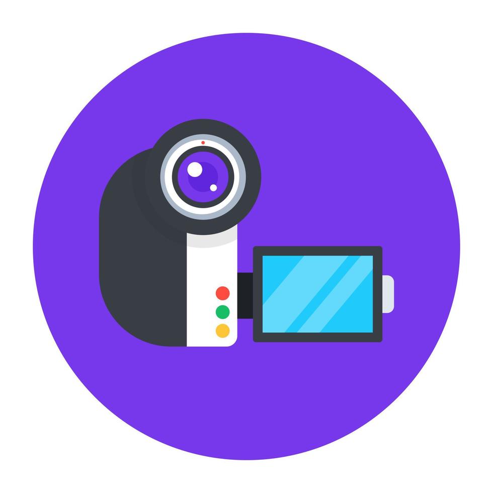 Handycam stile vettoriale, design piatto della videocamera vettore