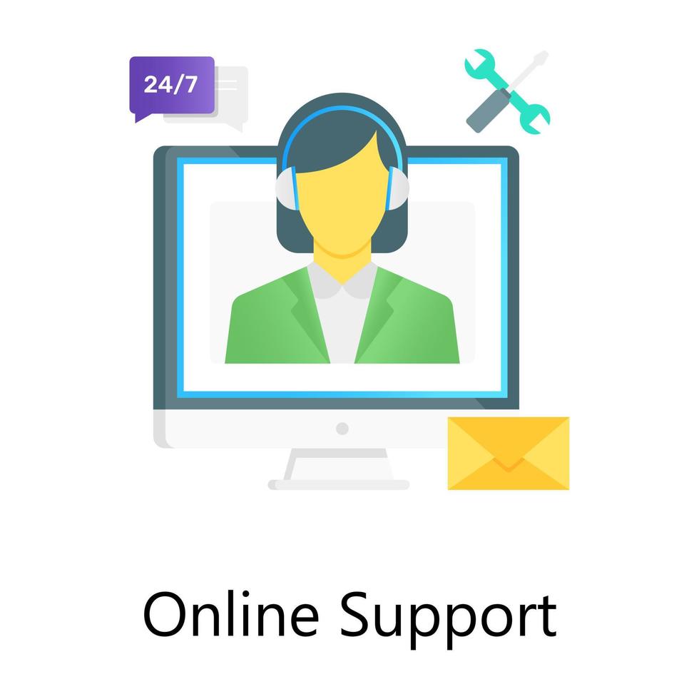 un avatar femminile all'interno del sistema, icona del concetto di supporto online vettore