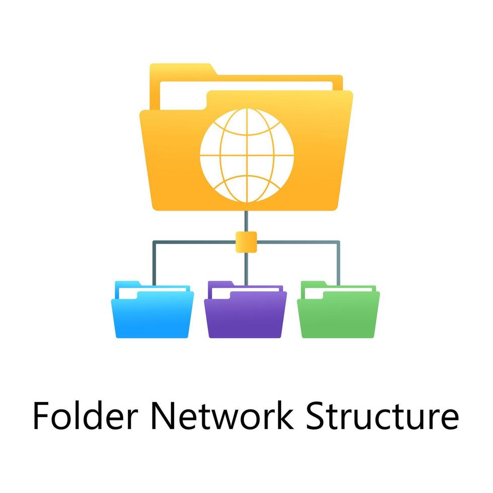 icona concettuale a gradiente piatto della struttura delle cartelle in elementi visivi modificabili vettore