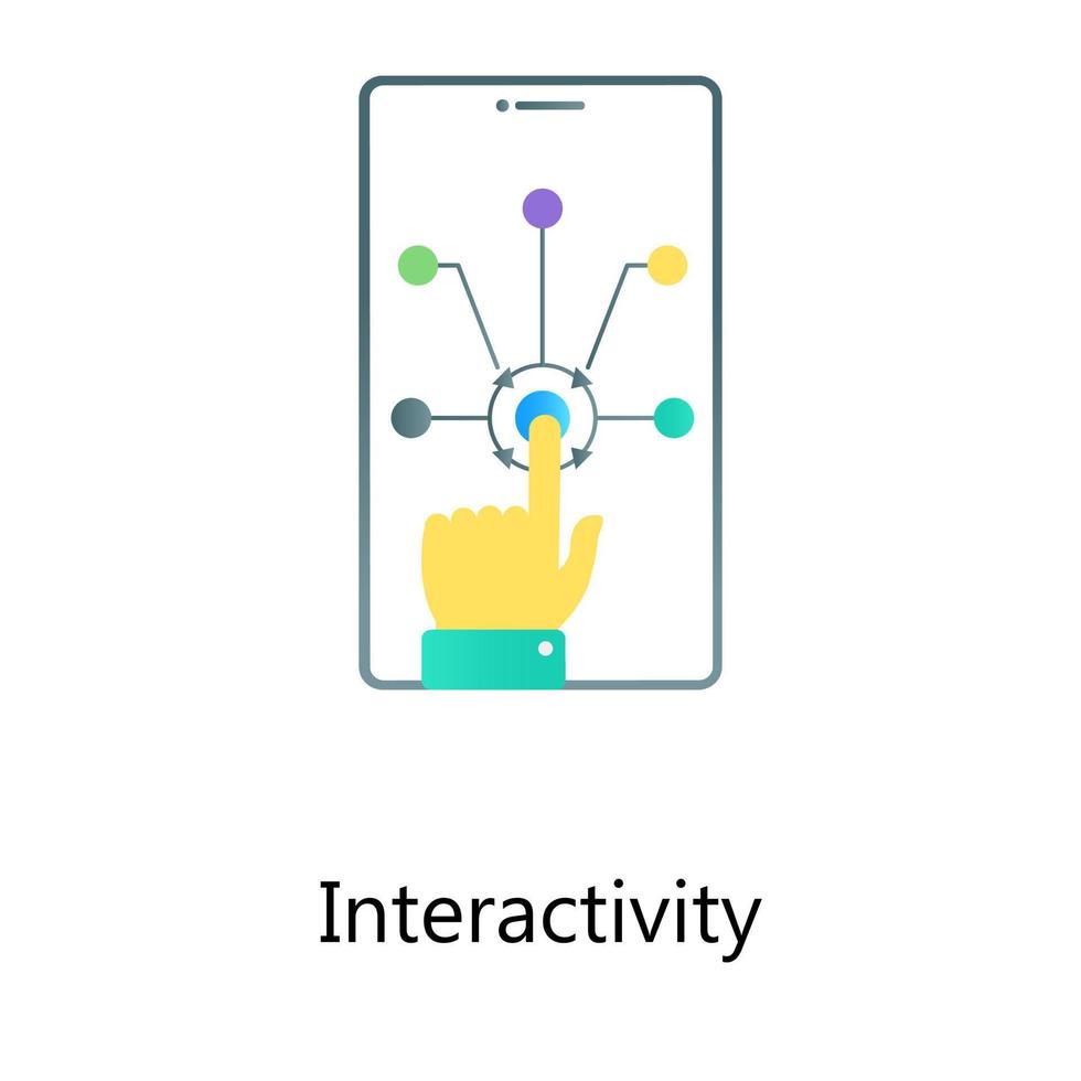 scorrimento del dito sullo schermo dello smartphone raffigurante il vettore di interattività in stile gradiente