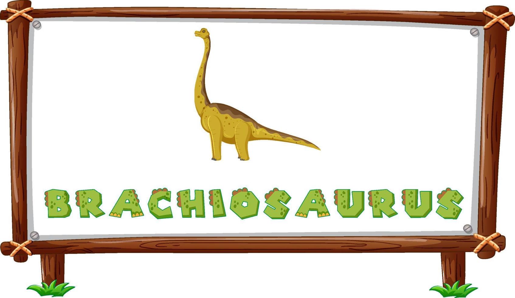 modello di cornice con dinosauri e testo brachiosauro design all'interno vettore