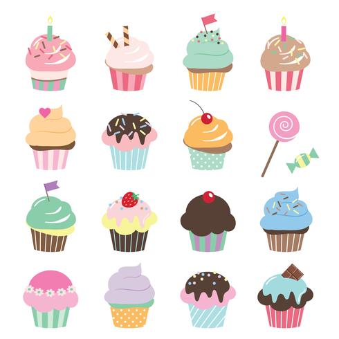 Set di cupcakes carino vettore