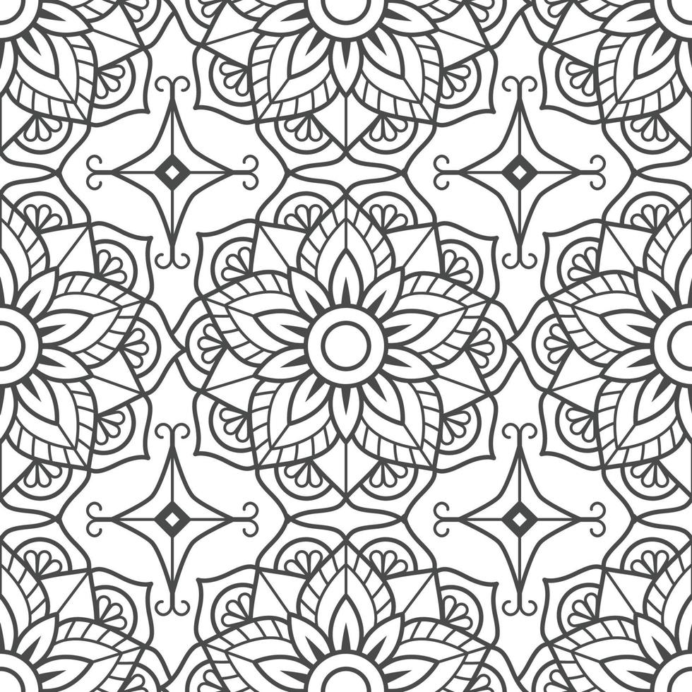 modello senza cuciture mandala bianco e nero vettore