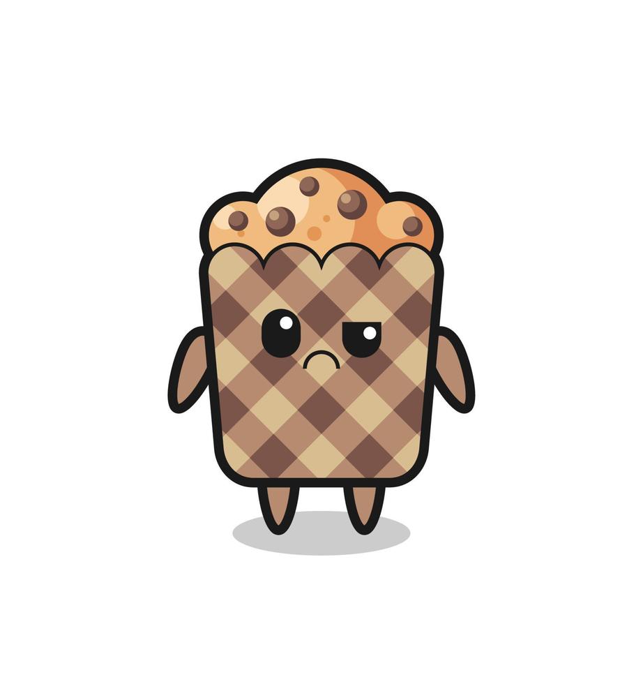 la mascotte del muffin con la faccia scettica vettore