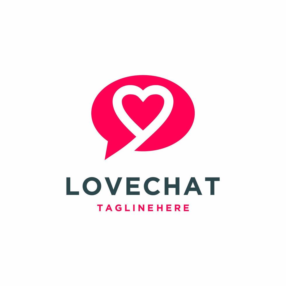 logo amore e chat. illustrazione vettoriale dell'icona del logo dell'app di incontri