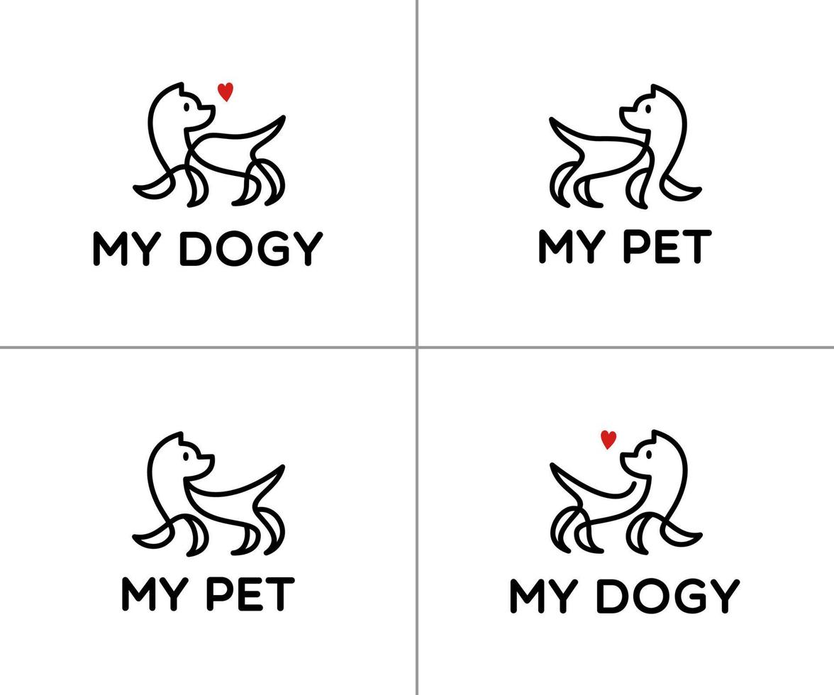 set di modello vettoriale di disegno del logo del cane. vettore di logo icona cane