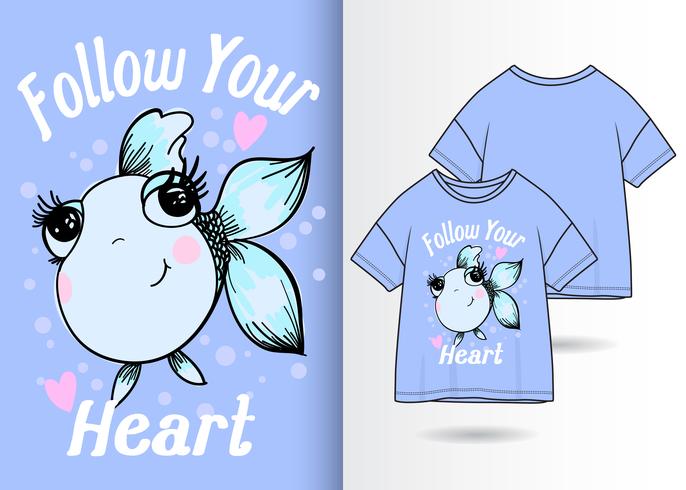Segui il tuo cuore Disegnato a mano T Shirt Design vettore