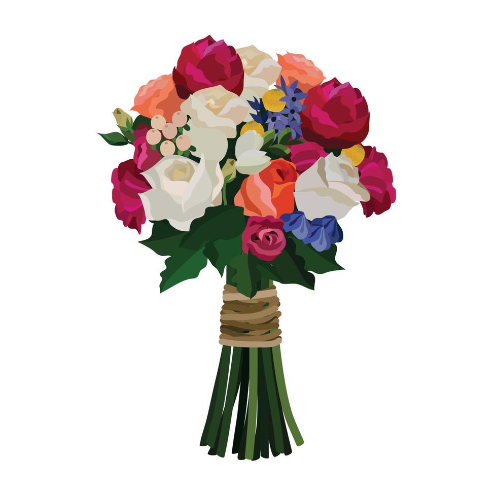 bellissimo bouquet con fiori da giardino. decorazione floreale per regalo. illustrazione vettoriale. vettore