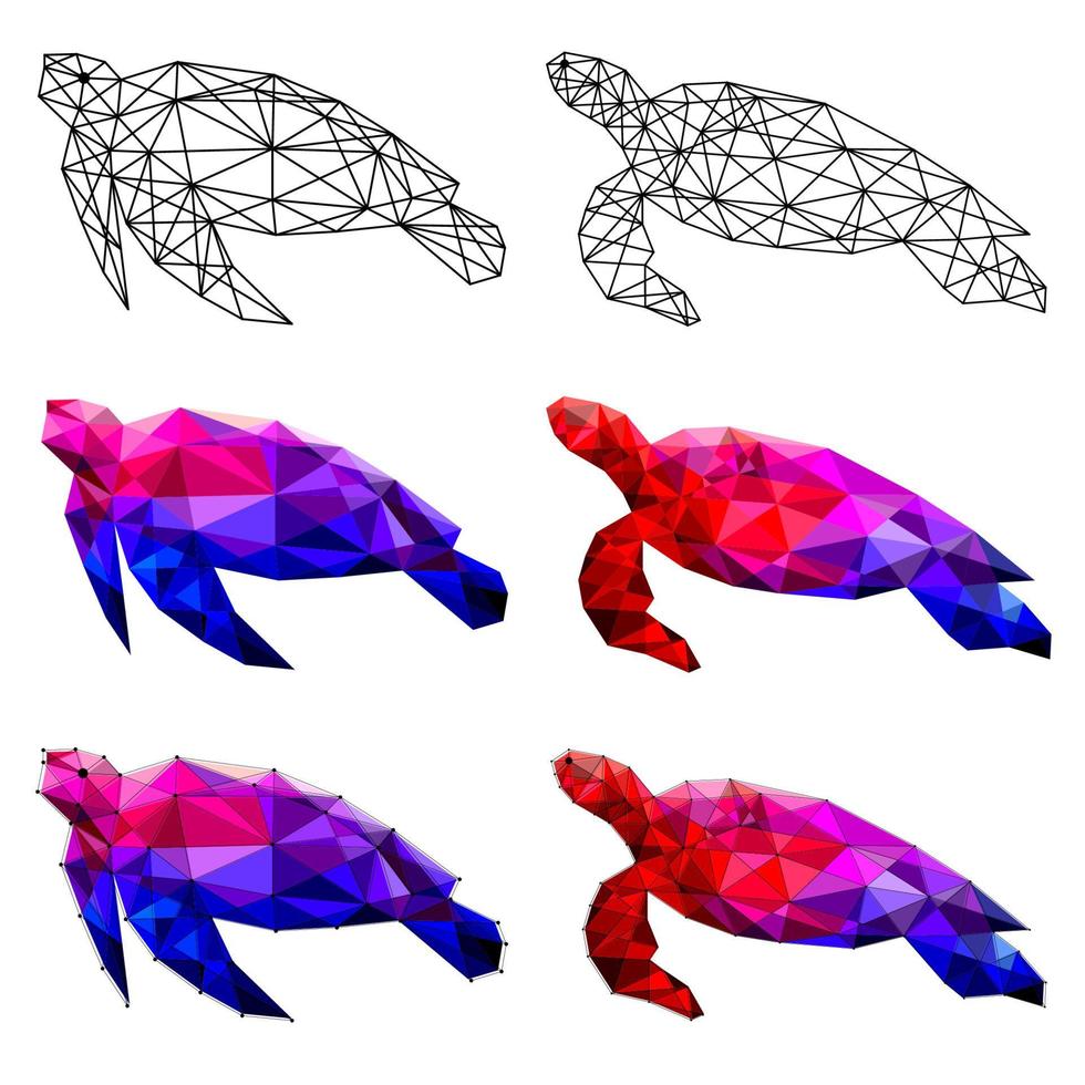set di tartaruga poligono geometrico. illustrazione vettoriale. vettore