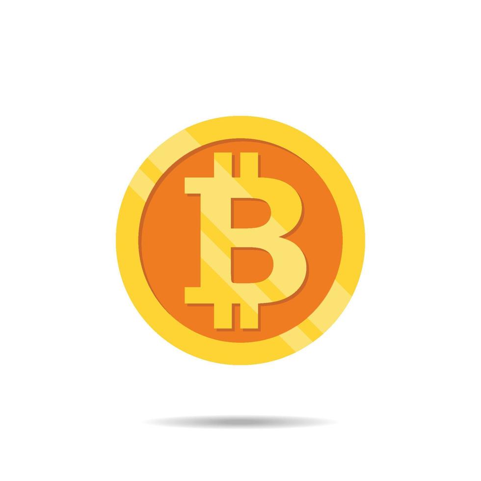 bitcoin. moneta d'oro con simbolo bitcoin su sfondo bianco. vettore