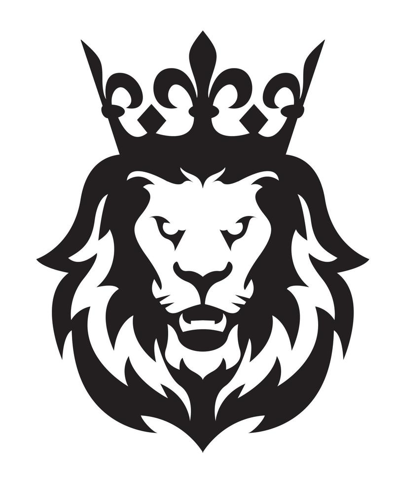 testa di leone selvaggio e icona del logo. illustrazione vettoriale. vettore