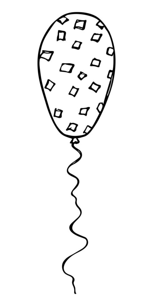 illustrazione di palloncino volante disegnato a mano isolato su uno sfondo bianco. doodle di palloncini per feste di compleanno. clipart di vacanza. vettore