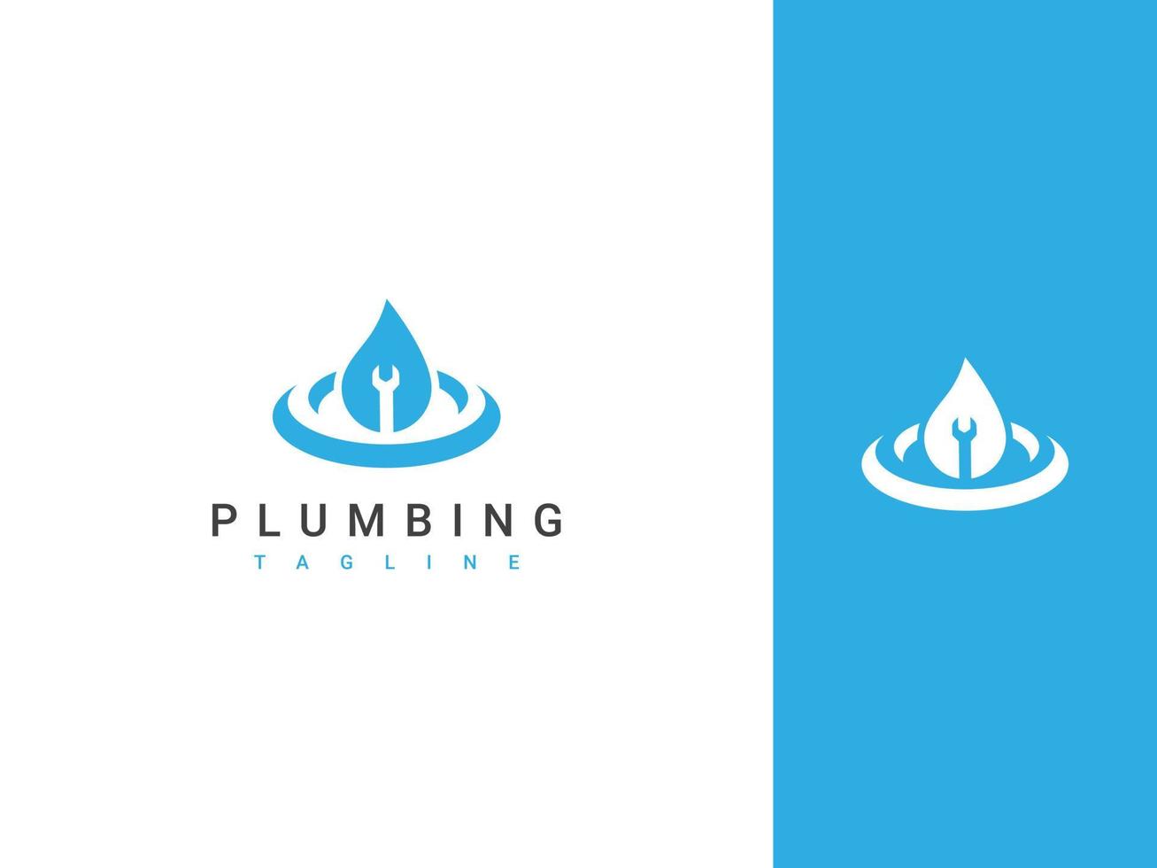 logo di riparazione idraulica, goccia d'acqua e concetto di icona di riparazione vettore