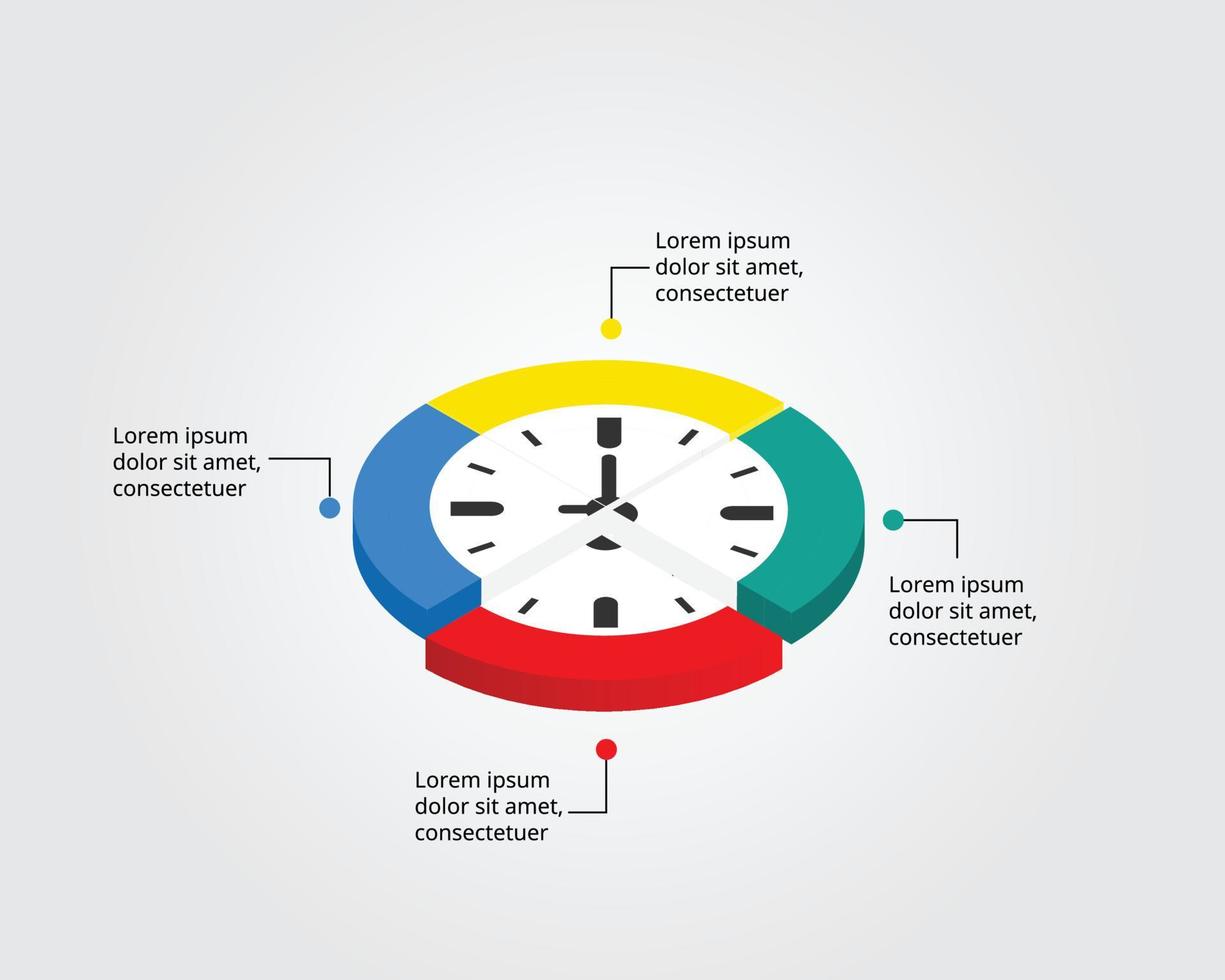 modello di tempo per infografica per la presentazione per 4 elementi vettore