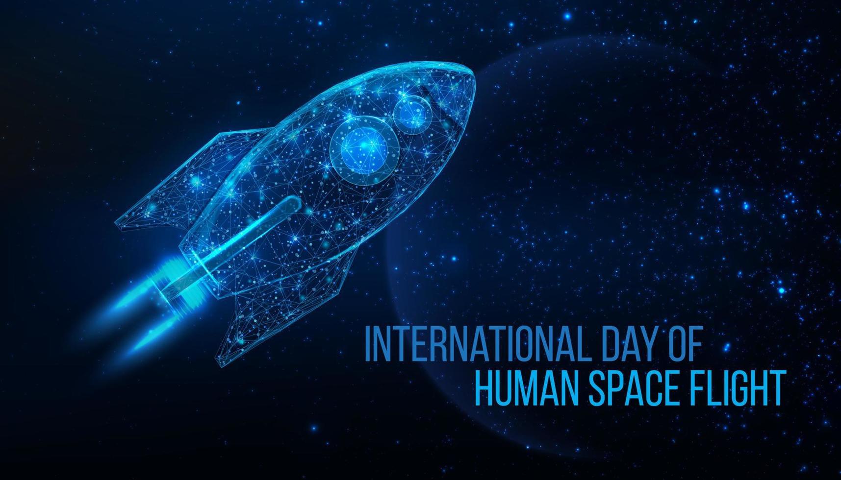 giorno nazionale del concetto di volo spaziale umano. pianeta astratto moderno futuristico su sfondo blu. illustrazione vettoriale. vettore