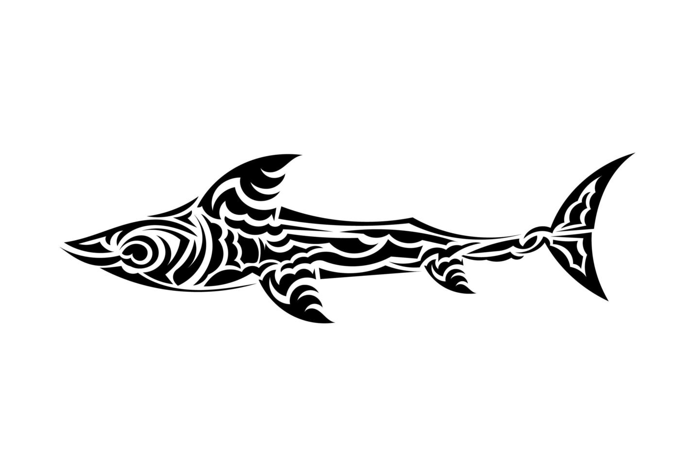 tatuaggio di squalo in stile maori. isolato. vettore