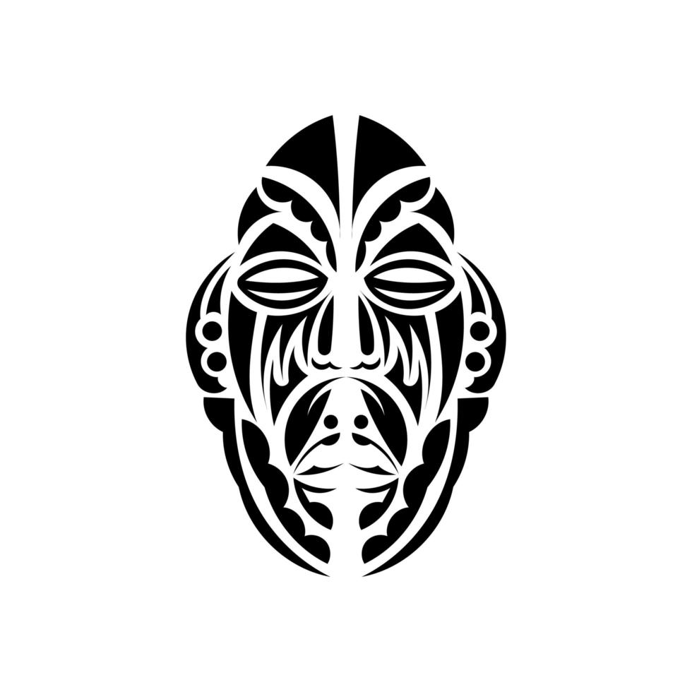 il volto del capo nello stile degli ornamenti hawaiani. disegni del tatuaggio samoano. isolato. illustrazione vettoriale. vettore