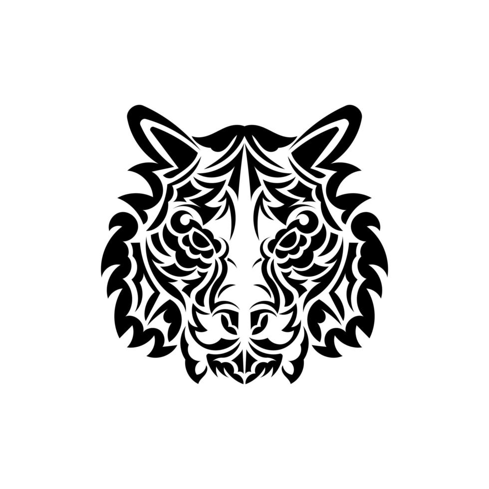 tatuaggio faccia di tigre in stile polinesiano. faccia di tigre boho. isolato. illustrazione vettoriale. vettore