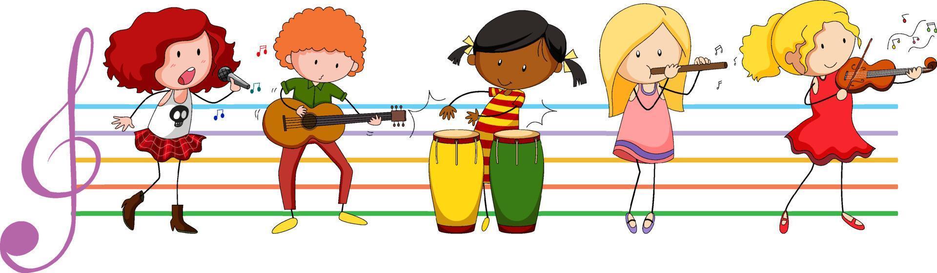 bambini che suonano uno strumento musicale vettore