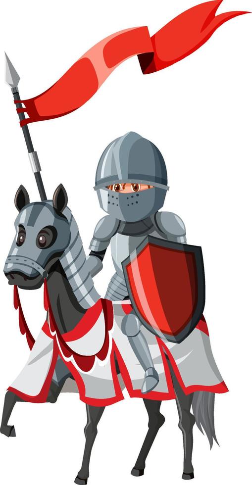 cavaliere medievale a cavallo su sfondo bianco vettore