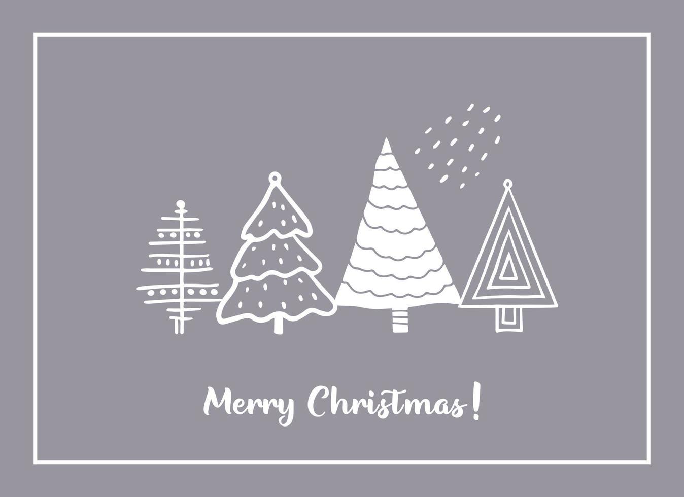 biglietti di auguri di Natale fatti di alberi di Natale stilizzati disegnati a mano. elementi di doodle in stile scandinavo. vettore