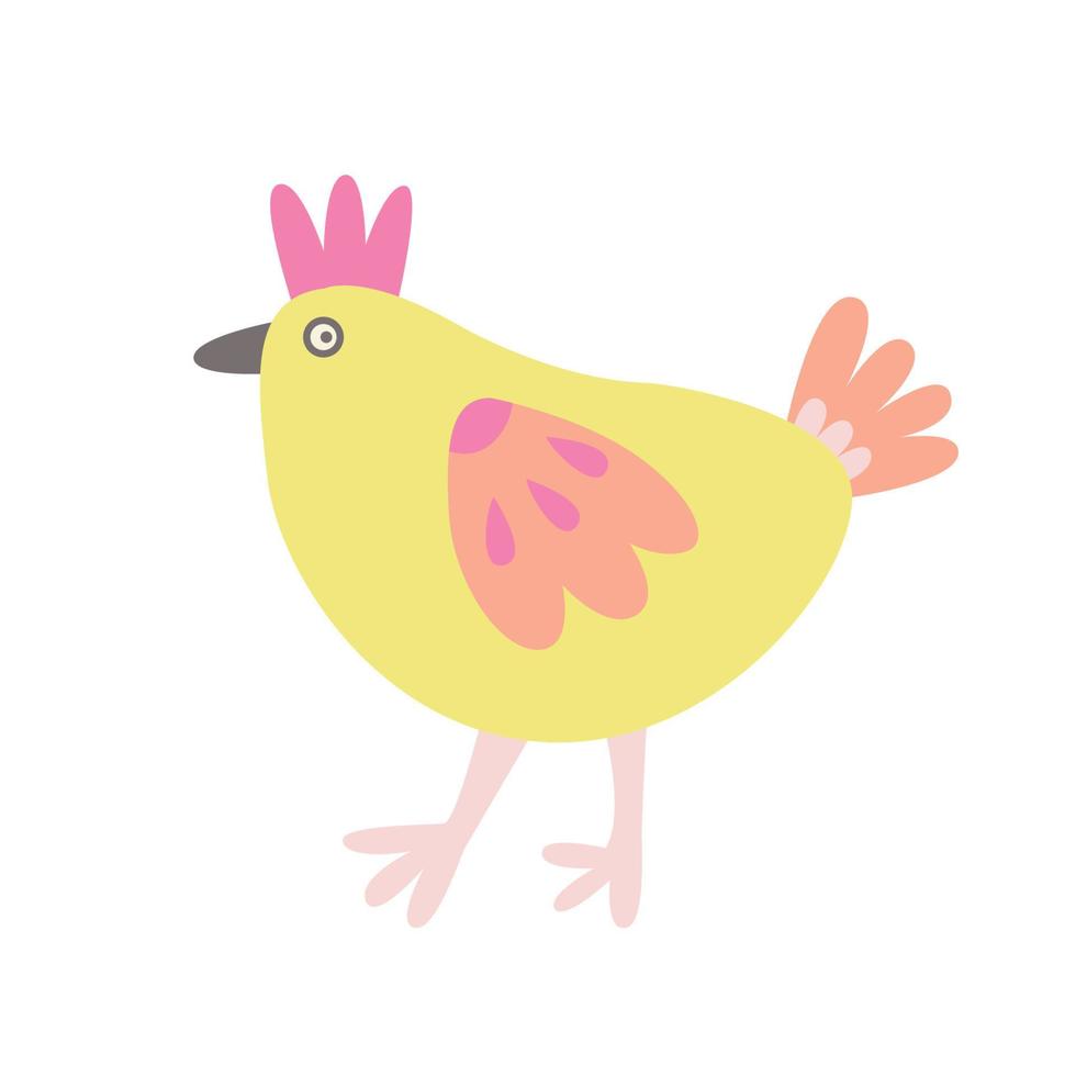 pollo decorativo divertente di pasqua. illustrazione piatta disegnata a mano. ottimo per biglietti di auguri. vettore