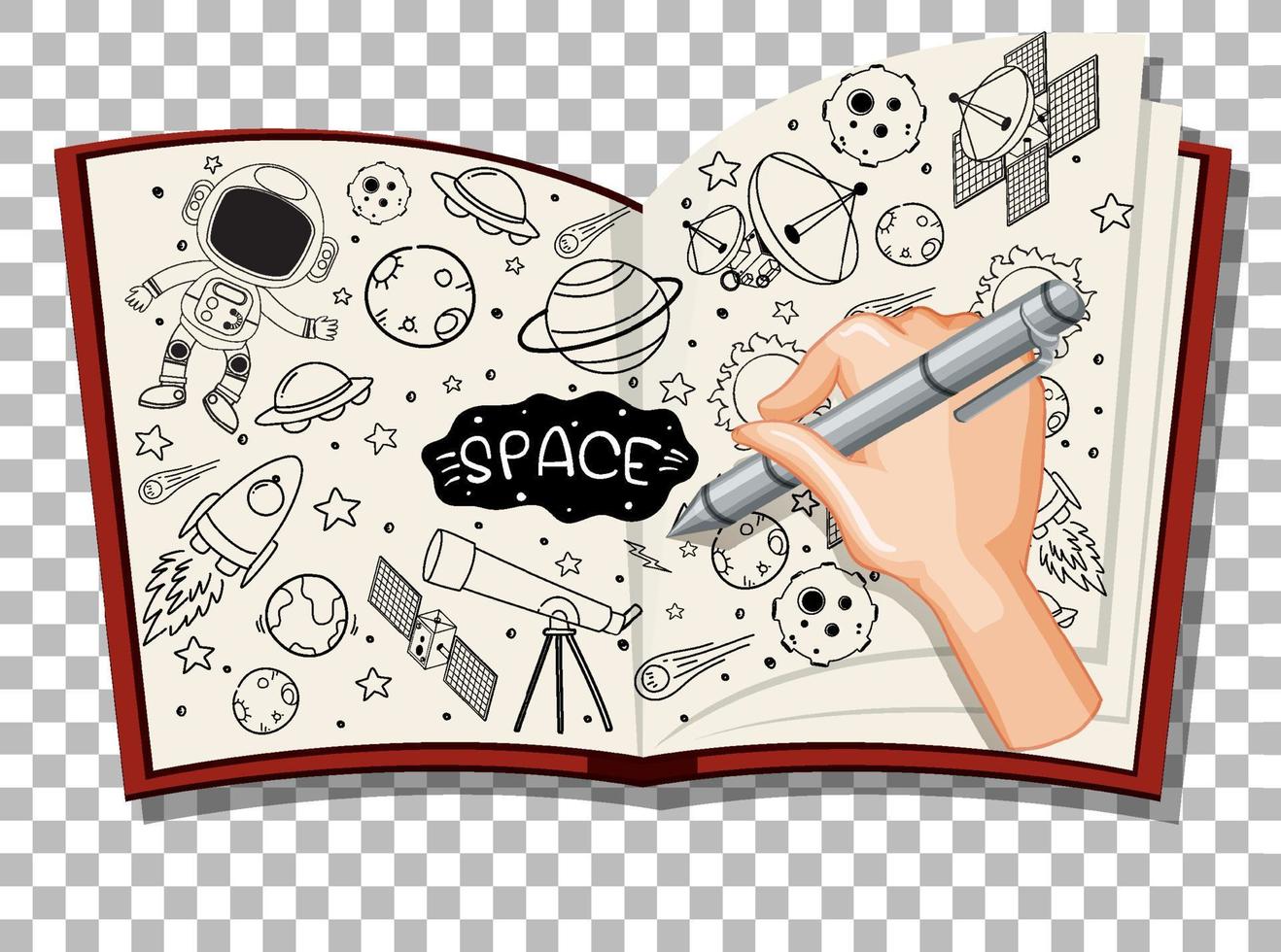 doodle disegnato a mano dell'icona dello spazio vettore