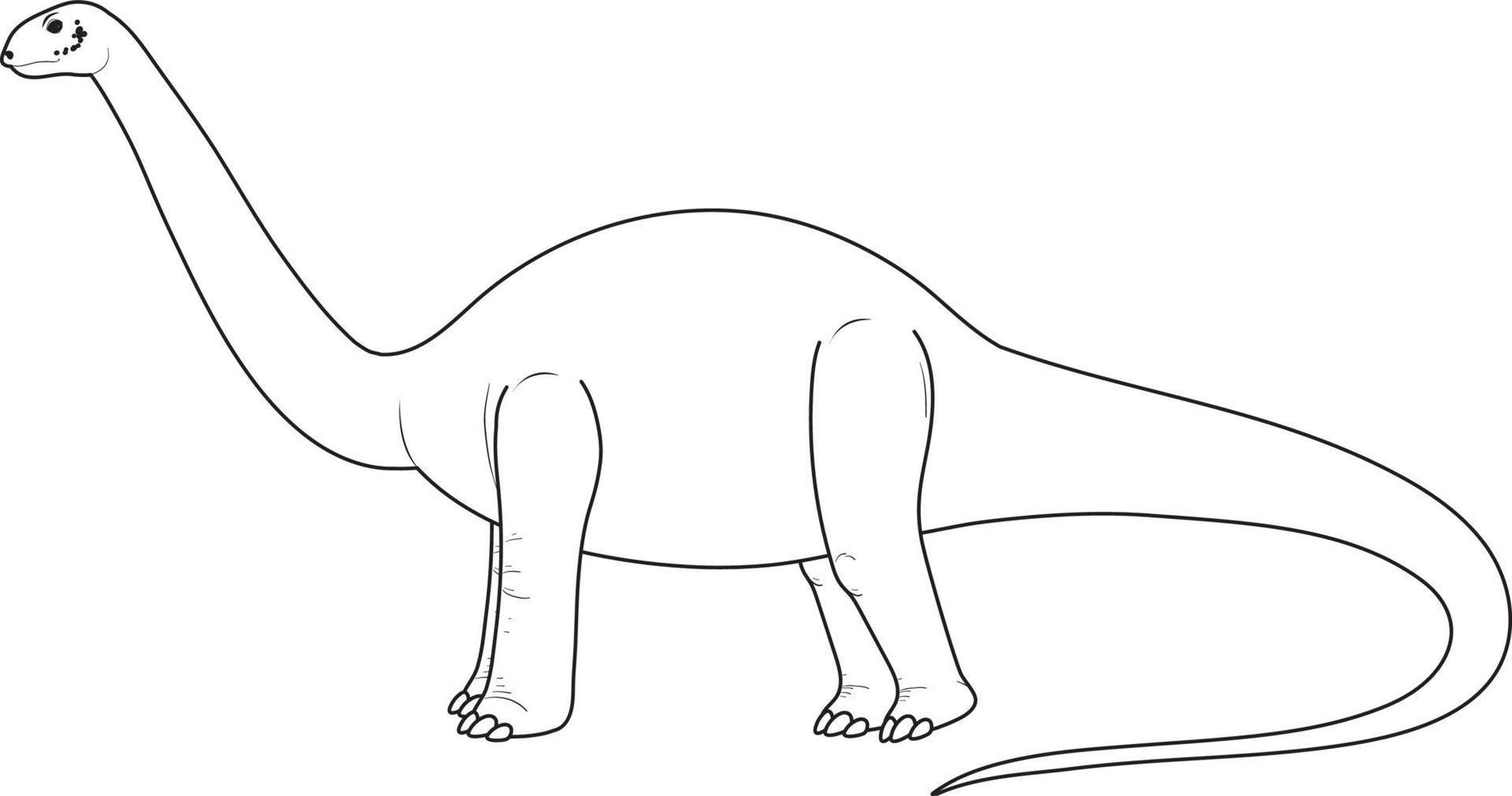 contorno di doodle di dinosauro apatosauro su sfondo bianco vettore