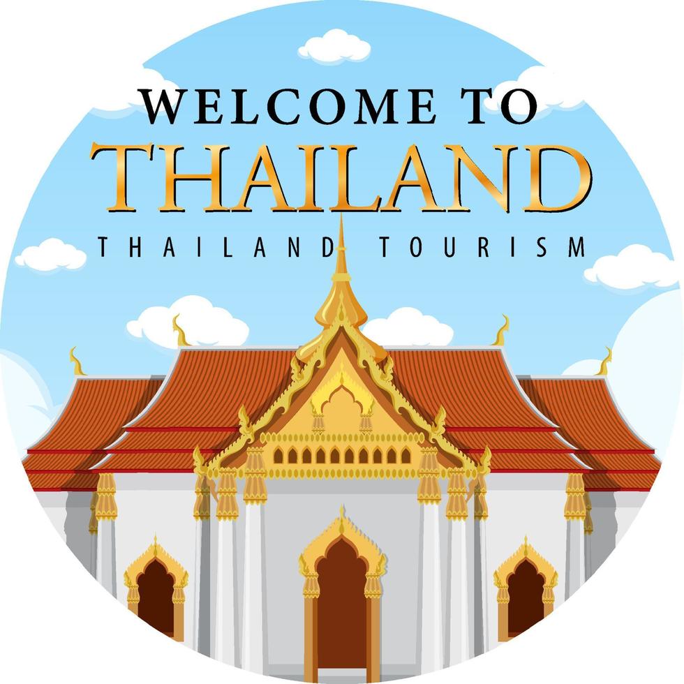 sfondo iconico di attrazione turistica della tailandia nel modello del cerchio vettore