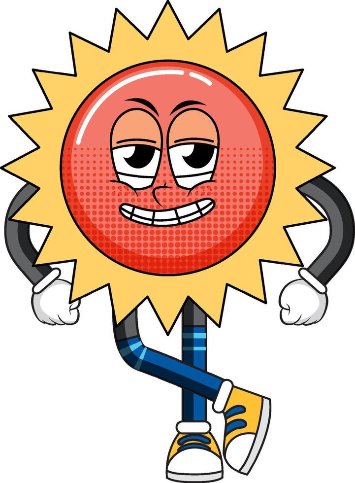 personaggio dei cartoni animati del sole su sfondo bianco vettore