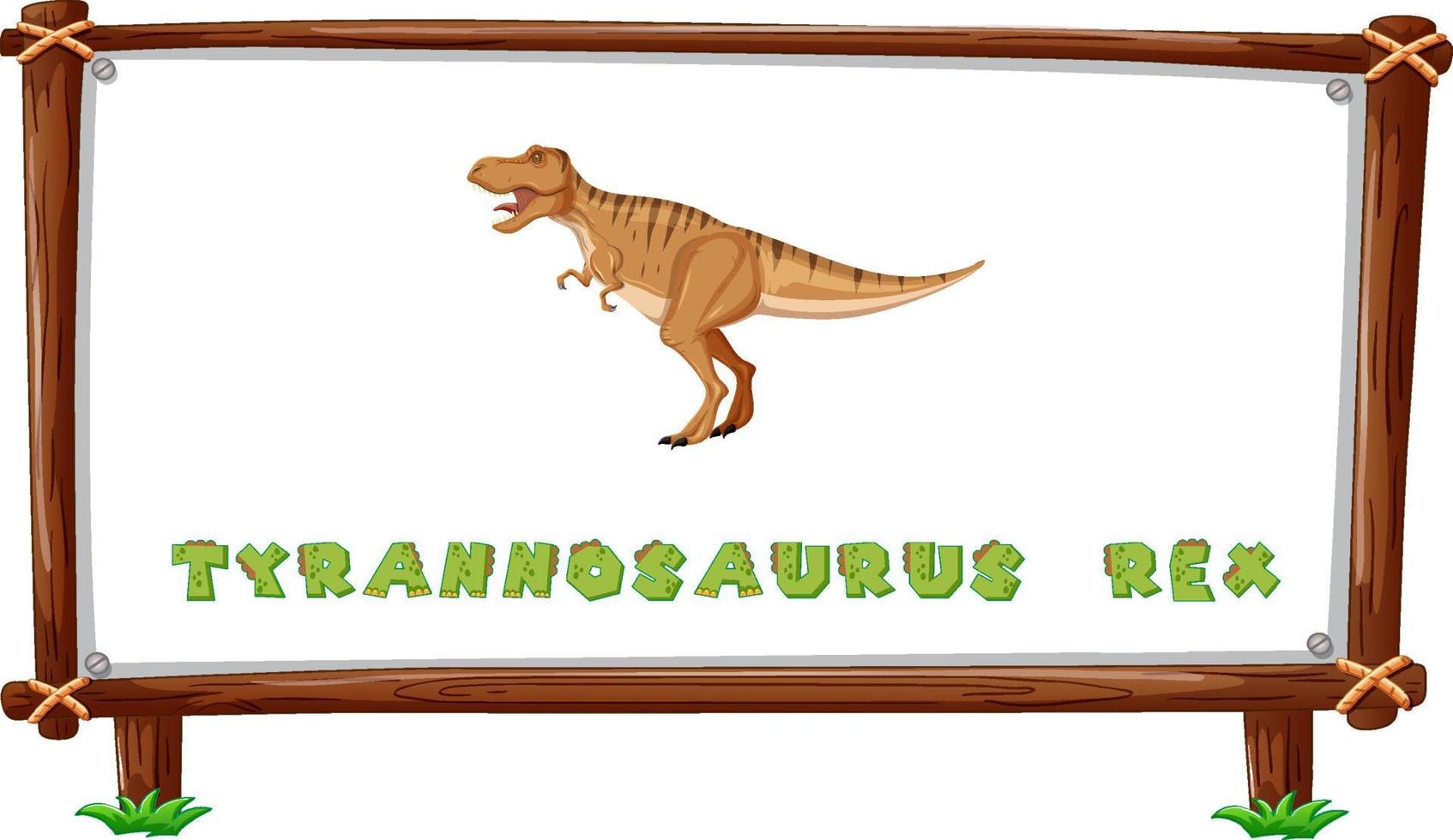 modello di cornice con dinosauri e testo tyrannosaurus rex design all'interno vettore