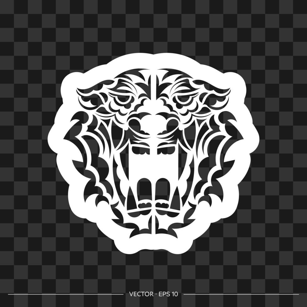 stampa del viso di tigre in stile polinesiano. illustrazione vettoriale. vettore