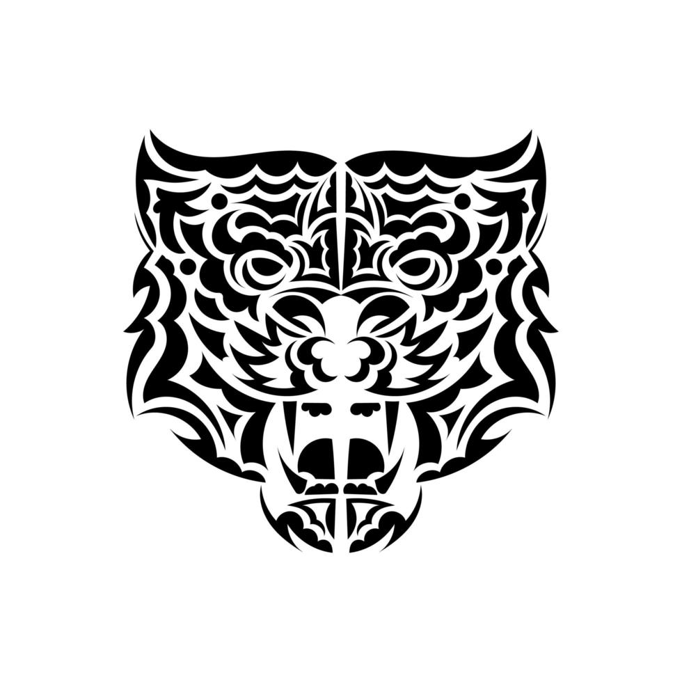 tatuaggio della tigre in stile boho. faccia di tigre in stile polinesiano. isolato. illustrazione vettoriale. vettore