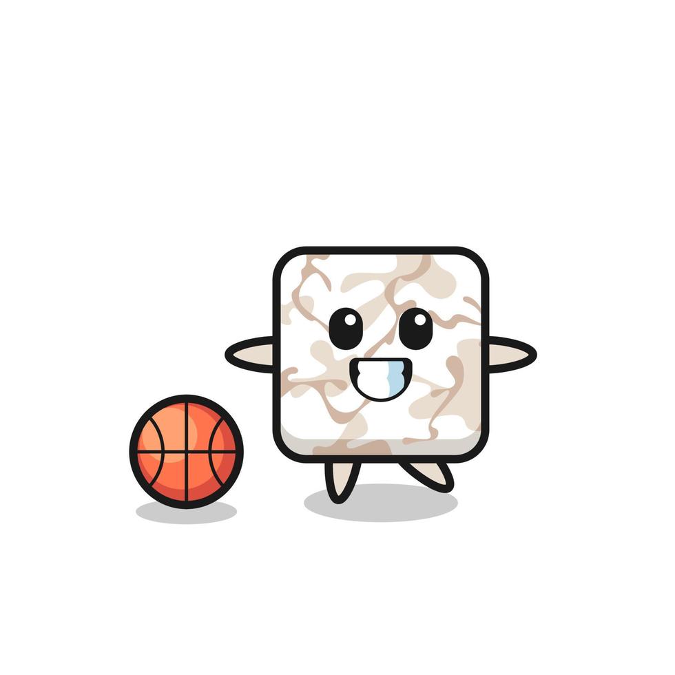 illustrazione del cartone animato di piastrelle di ceramica sta giocando a basket vettore