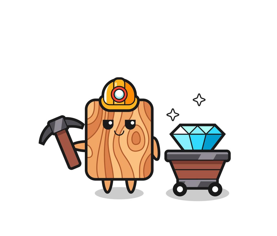 illustrazione del personaggio del legno della plancia come minatore vettore