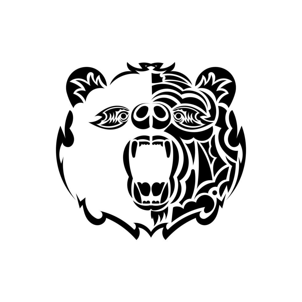 emblema della mascotte del logo della testa dell'orso vettore