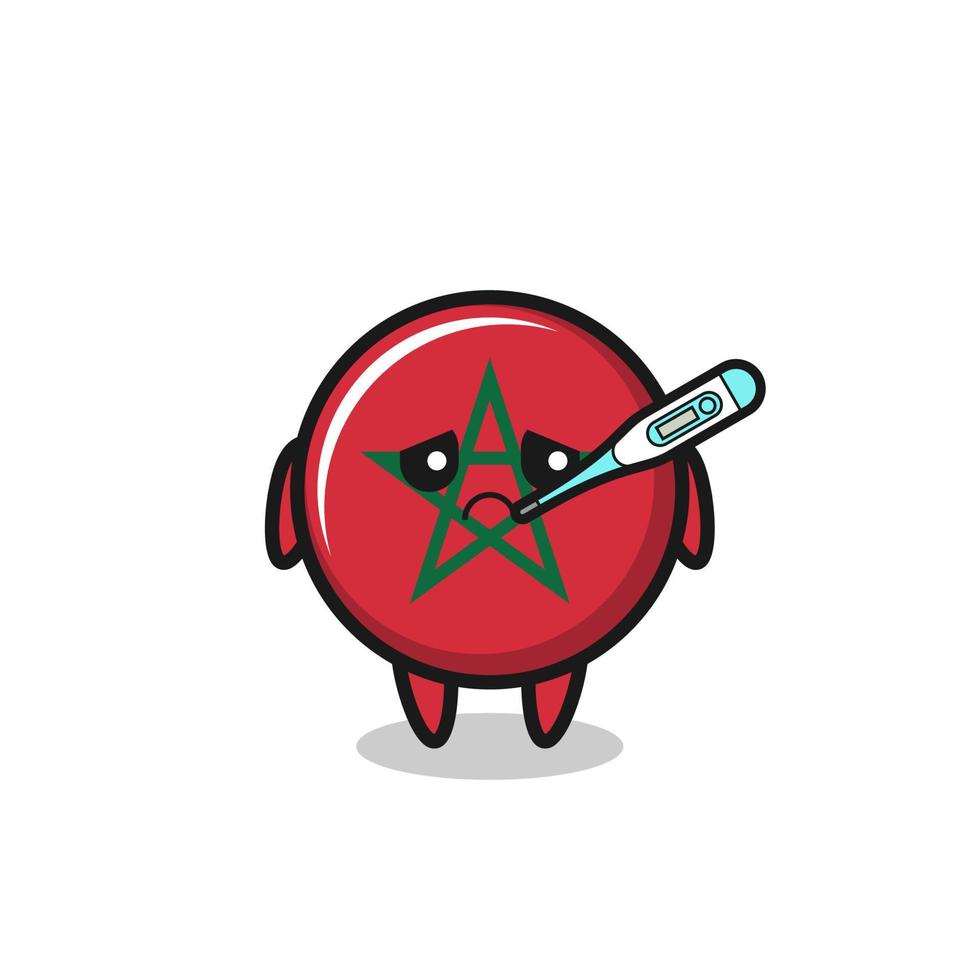 personaggio della mascotte della bandiera del marocco con condizione di febbre vettore
