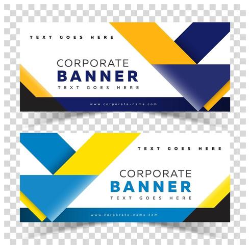 Banner Web di affari con forme gialle e blu vettore