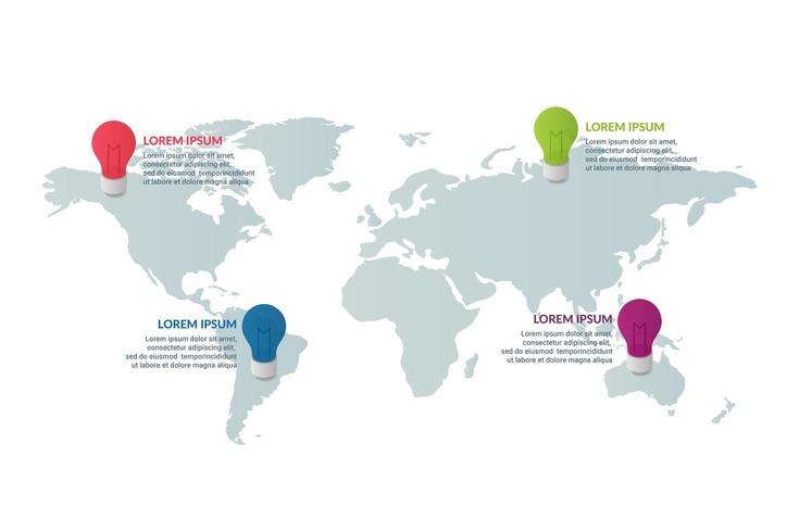 progettazione di affari infografica con sfondo di mappa del mondo vettore