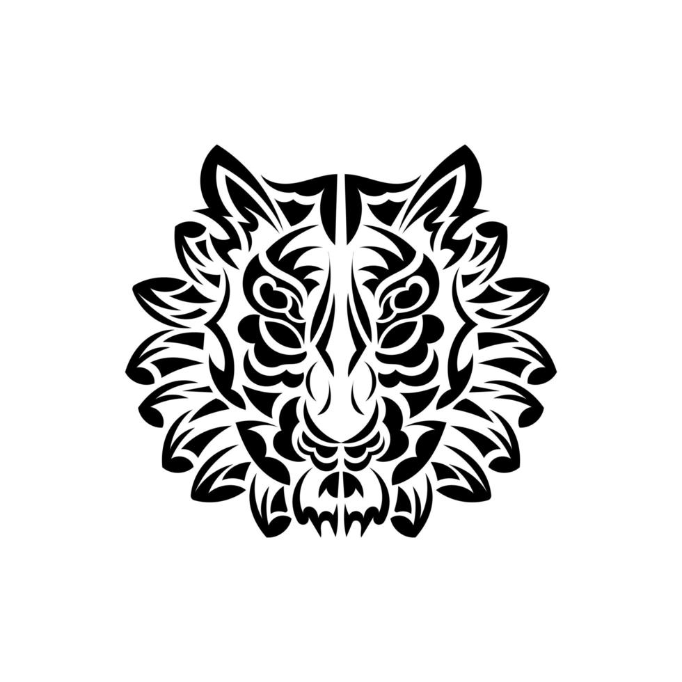 Tatuaggio volto di tigre in stile samoano. faccia di tigre boho. isolato. vettore