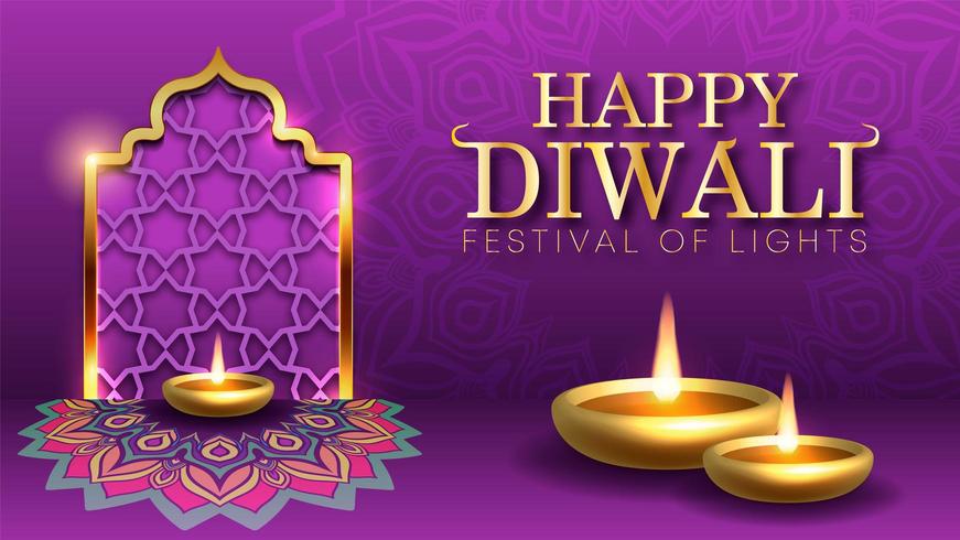 Diwali Holiday background per il festival della luce dell&#39;India vettore